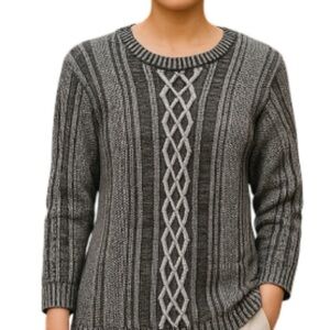 MINKPINK Cable Knit Baggy Tunic Sweater Grey Mix Long Sleeves Coastal Size S